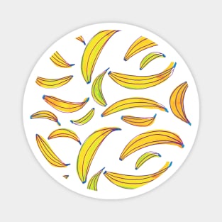 Watercolor bananas - yellow, green and blue Magnet